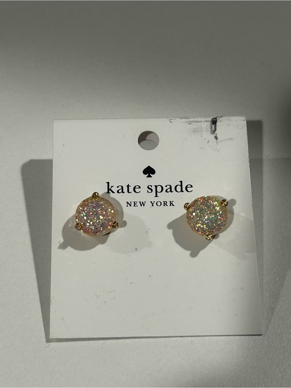 New kate spade Iridescent Glitter Round Stud Earrings - Gold